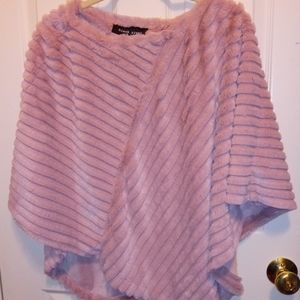 Women's Faux Fur Pullover Blush Pink Poncho Size XL